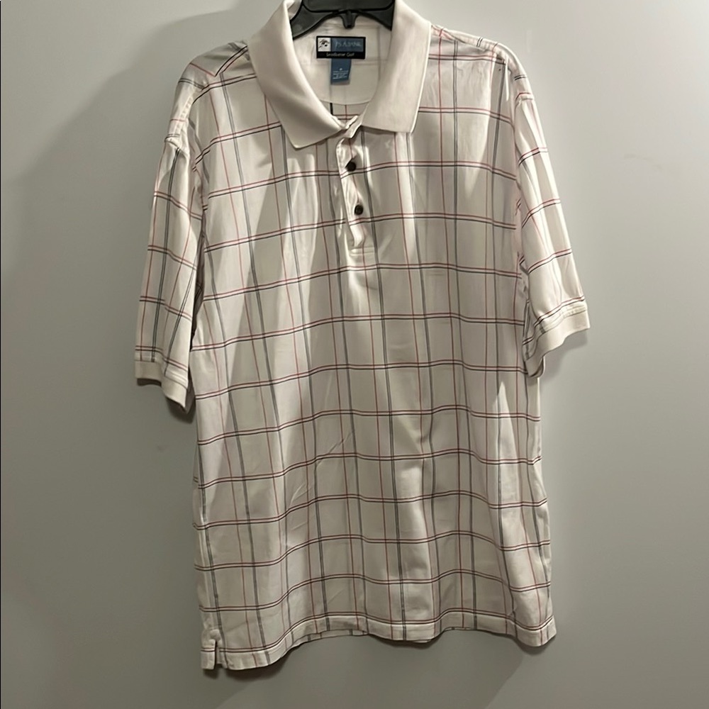Jos. A. Bank White and Red Polo Shirt Casual Style